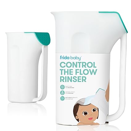 Frida Baby Control The Flow Polypropylene ABS Rinser | Bath Time Rinse Cup with Easy Grip Handle and Removable Rain Shower
