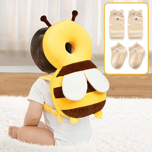 Baby Head Protector Backpack: Alarm Function, Adjustable and Ultra-Light (Bee)