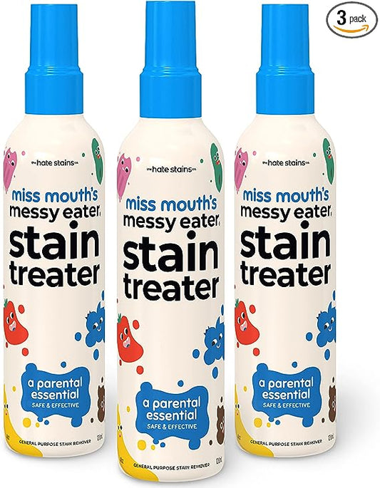 Miss Mouth's Messy Eater Stain Treater Spray - 4oz 3 Pack Stain Remover - Newborn & Baby Essentials - No Dry Cleaning Food, Grease, Coffee Off Laundry, Underwear, Fabric